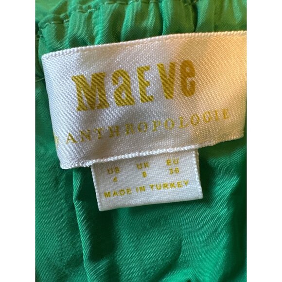 Maeve Anthropologie Green Smocked Ruffle Crop Top Size US 4 UK 8 - Picture 2 of 6